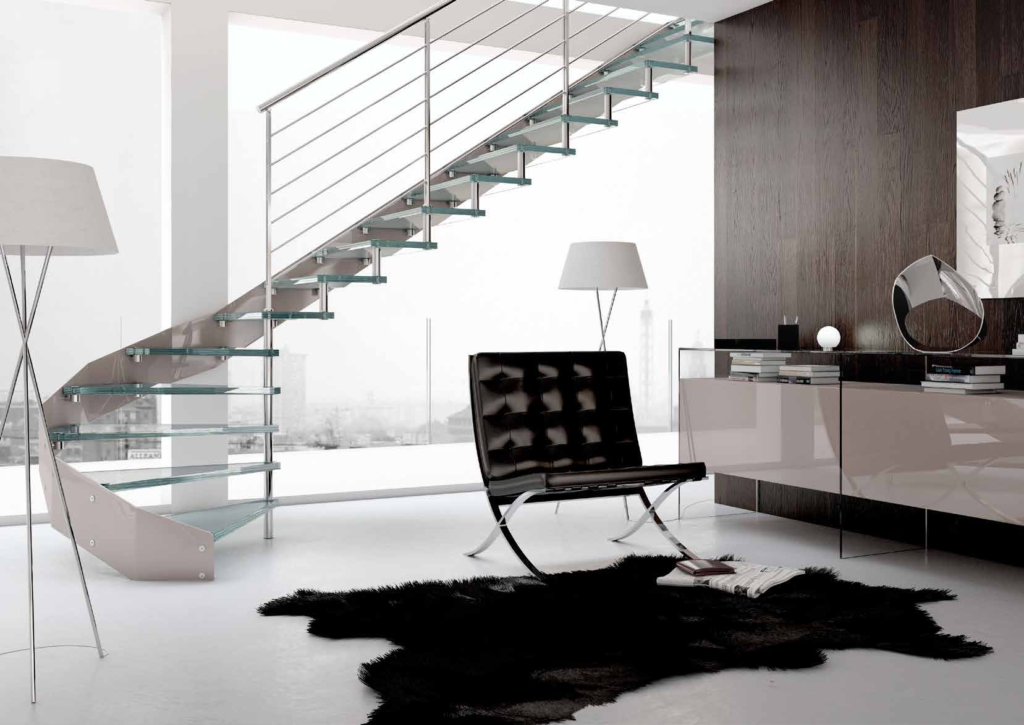 Indoor Straight / Winder Staircase One Side Steel Stringer